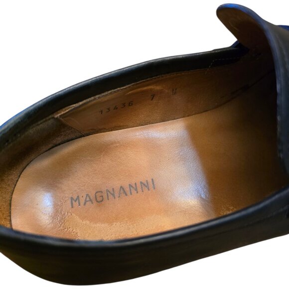 Men's MAGNANNI Black Leather Slip-on Bit Loafer sz 7 - Picture 8 of 11